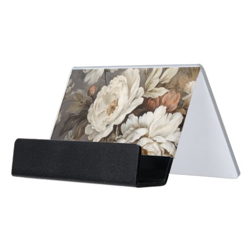 Flowers design desk business card holder