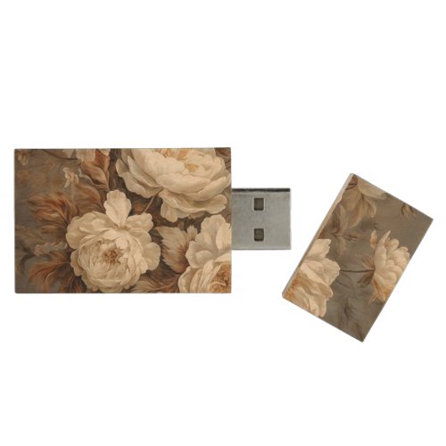 Flowers design wood flash drive