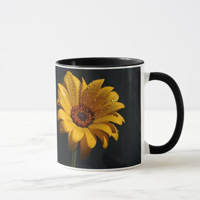 flowers dew rain ringer ceramic mug (Right)