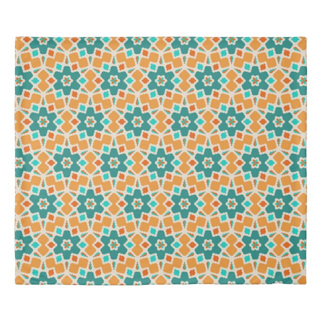 Flowers Diamonds and Candy Green Gold and Teal Duvet Cover (Front)