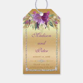 Flowers Diamonds Wedding Gold Thank You Gift Tags