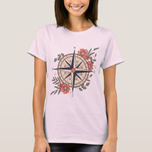 Flowers, Directions, Compass T-Shirt