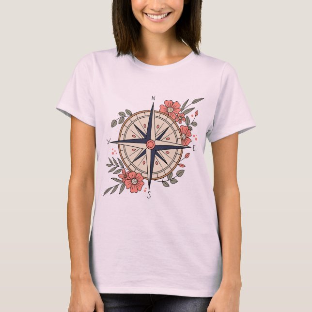 Flowers, Directions, Compass T-Shirt (Front)