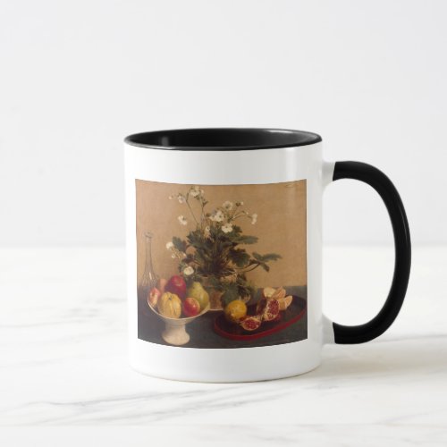 Flowers dish with fruit and carafe 1865 mug