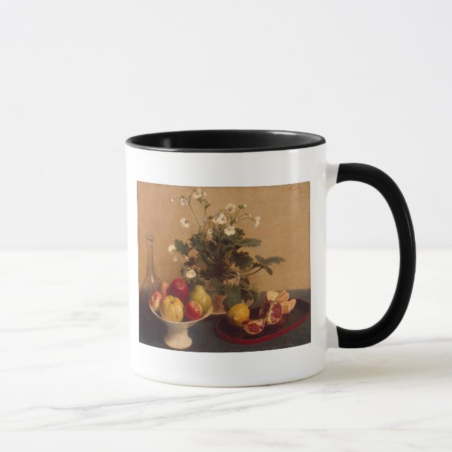 Flowers, dish with fruit and carafe, 1865 mug (Right)