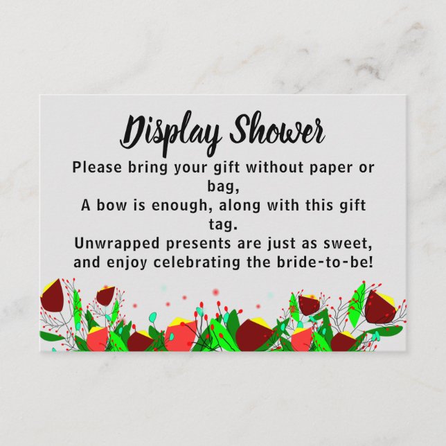 Flowers Display Bridal Wedding Shower  Enclosure Card (Front)