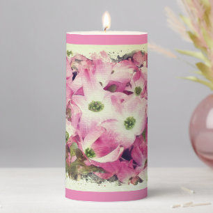 Flowers Dogwood Artful Floral  Pillar Candle