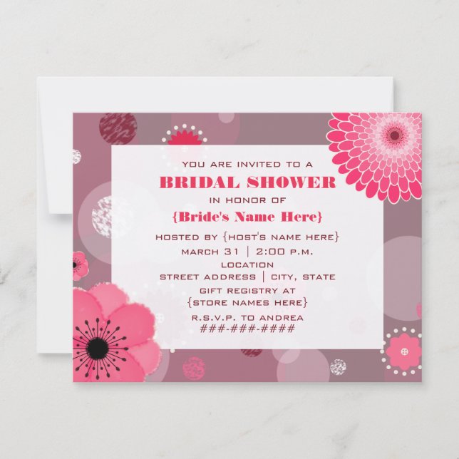 Flowers & Dots Bridal Shower Invitation (Front)