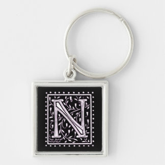 Flowers & Dots Monogram ‘N’ Keychain