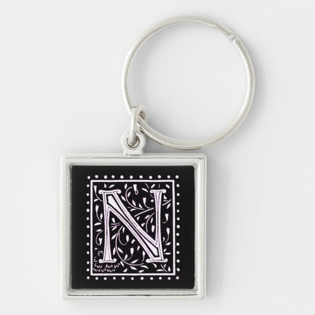 Flowers & Dots Monogram ‘N’ Keychain (Front)
