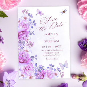 Flowers dragonfly save the date