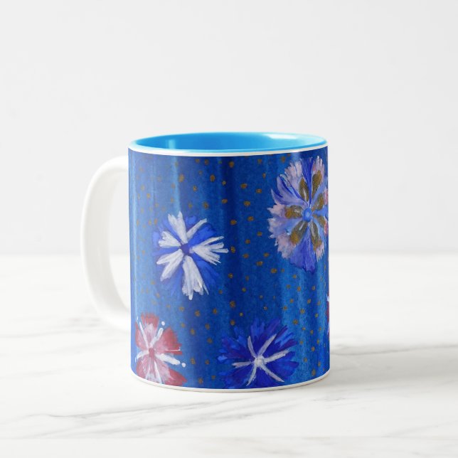 Flowers Drawing Black 325 ml  Two-Tone Mug (Front Left)