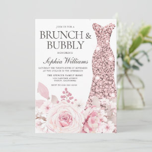 Flowers & Dress Bridal Shower Brunch & Bubbly Invitation