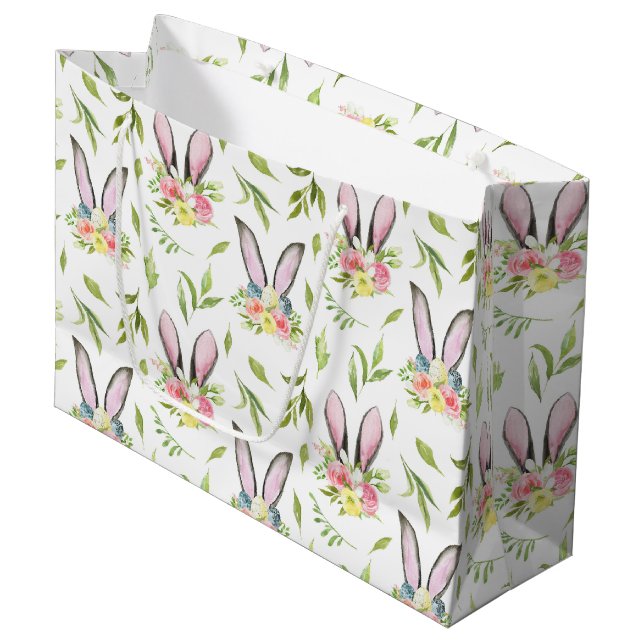 Flowers Eggs & Bunnies Large Gift Bag (Front Angled)