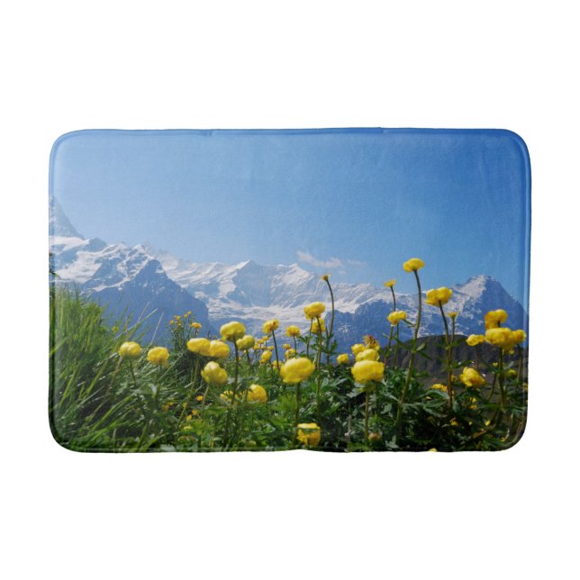 Flowers | Eiger Monch Swiss Alps Bath Mat (Front)