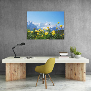 Flowers Eiger Monch Swiss Alps Canvas Print