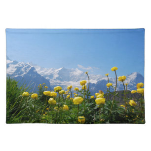 Flowers Eiger Monch Swiss Alps Cloth Placemat