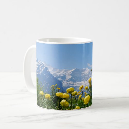 Flowers  Eiger Monch Swiss Alps Coffee Mug