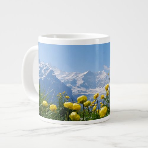 Flowers  Eiger Monch Swiss Alps Giant Coffee Mug