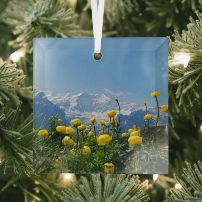 Flowers | Eiger Monch Swiss Alps Glass Ornament (Insitu)