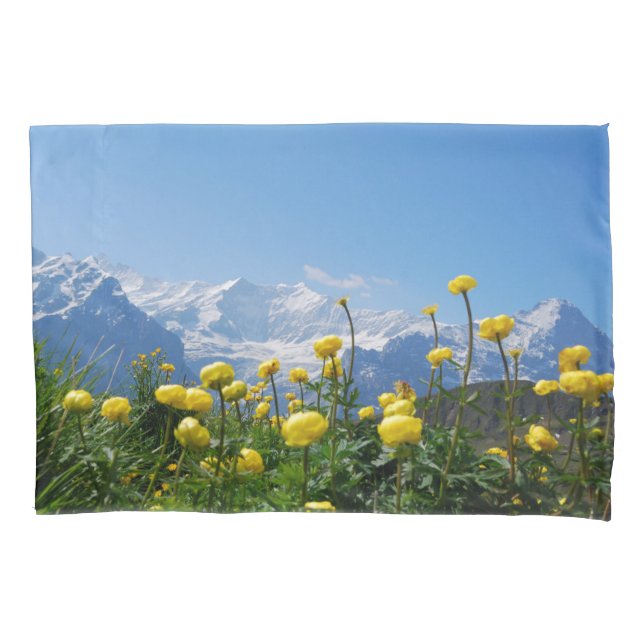 Flowers | Eiger Monch Swiss Alps Pillow Case (Front)