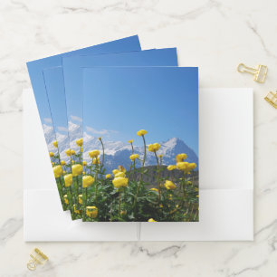 Flowers Eiger Monch Swiss Alps Pocket Folder