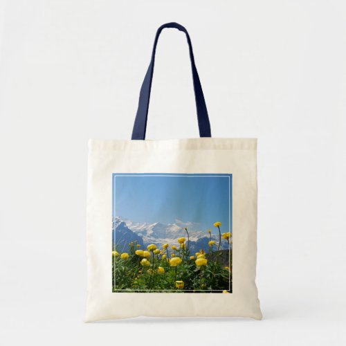 Flowers  Eiger Monch Swiss Alps Tote Bag