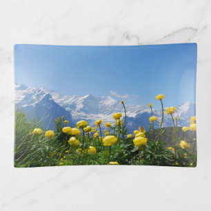 Flowers Eiger Monch Swiss Alps Trinket Tray