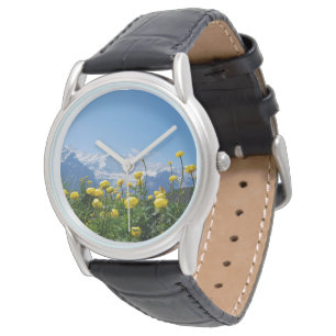 Flowers Eiger Monch Swiss Alps Watch