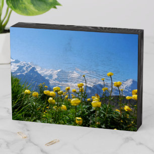 Flowers Eiger Monch Swiss Alps Wooden Box Sign