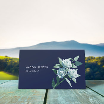 Flowers Elegant Blue Depths Business Card by RicardoArtes at Zazzle