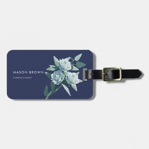 Flowers Elegant Blue Depths Business Luggage Tag