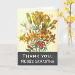[ Thumbnail: Flowers, Elegant "Thank You" Nurse Thank You Card ]