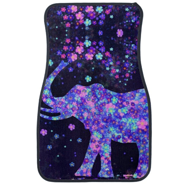 Flowers Elephant Car Floor Mat (Front)
