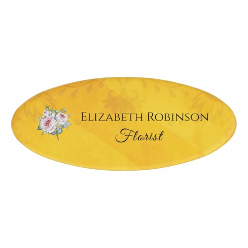 Flowers Employee Name Business Florist  Name Tag