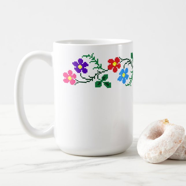 Flowers Ethnic Embroidery Mug (With Donut)