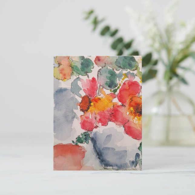 Flowers Eucalyptus Sprigs Bouquet Watercolour Card (Standing Front)