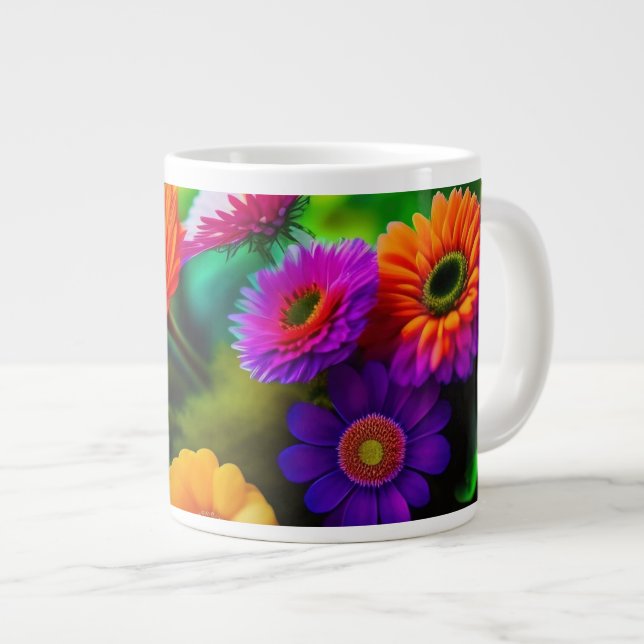 Flowers Everywhere Giant Coffee Mug (Front Right)