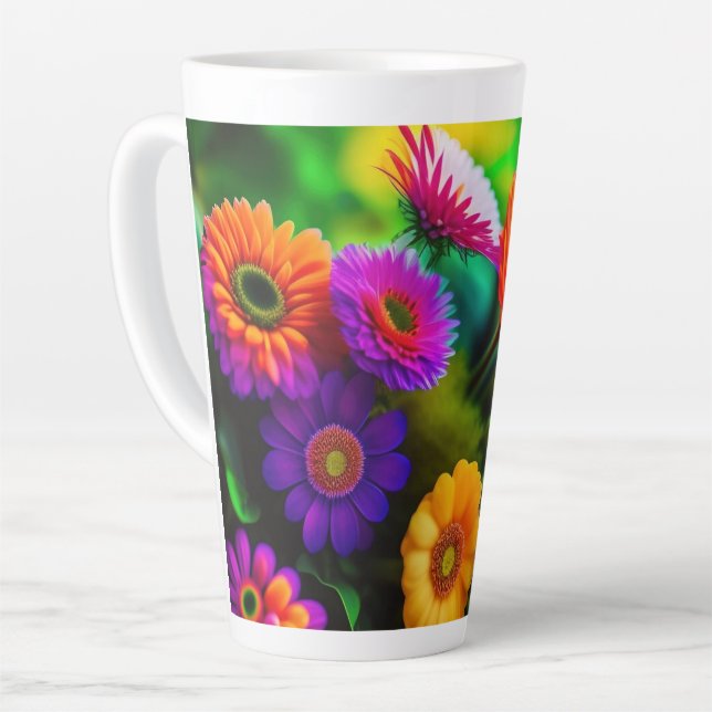 Flowers Everywhere Latte Mug (Left Angle)
