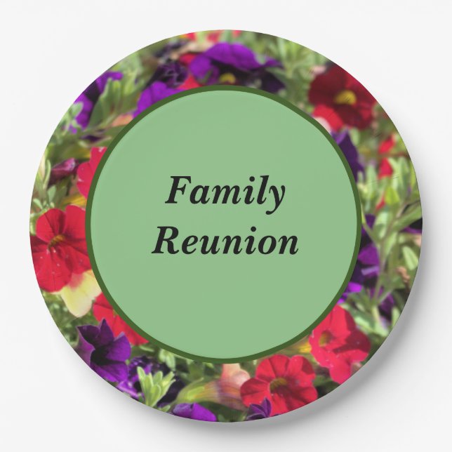 Flowers Family Reunion Paper Plates (Front)