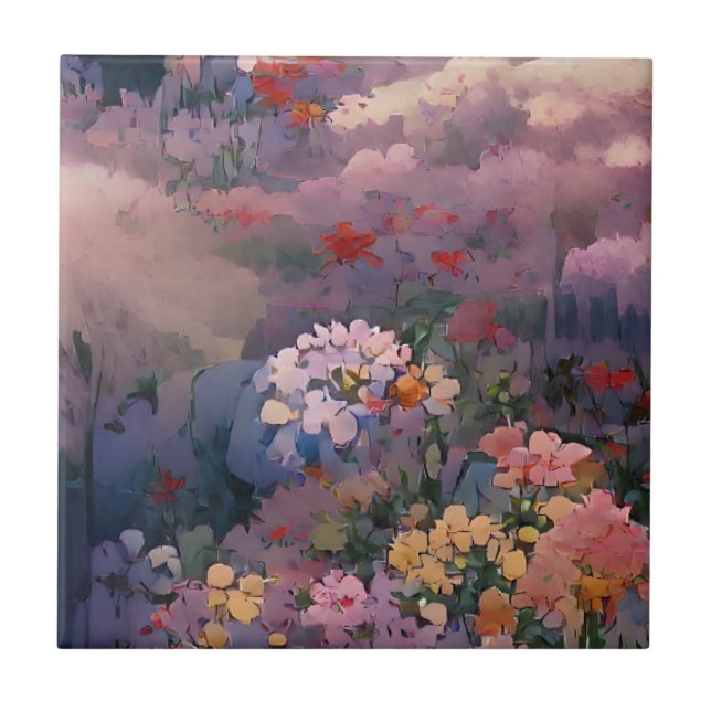 Flowers fantasy digital art  ceramic tile (Front)