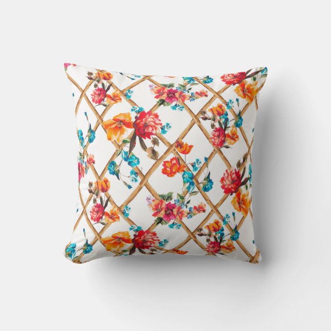 flowers fashion fabric design flower,oil,painting, throw pillow (Front)