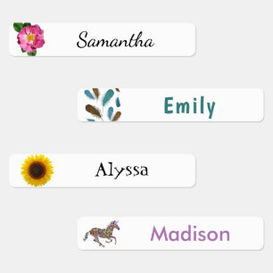 Flowers Feathers Unicorn Girls Clothing Labels