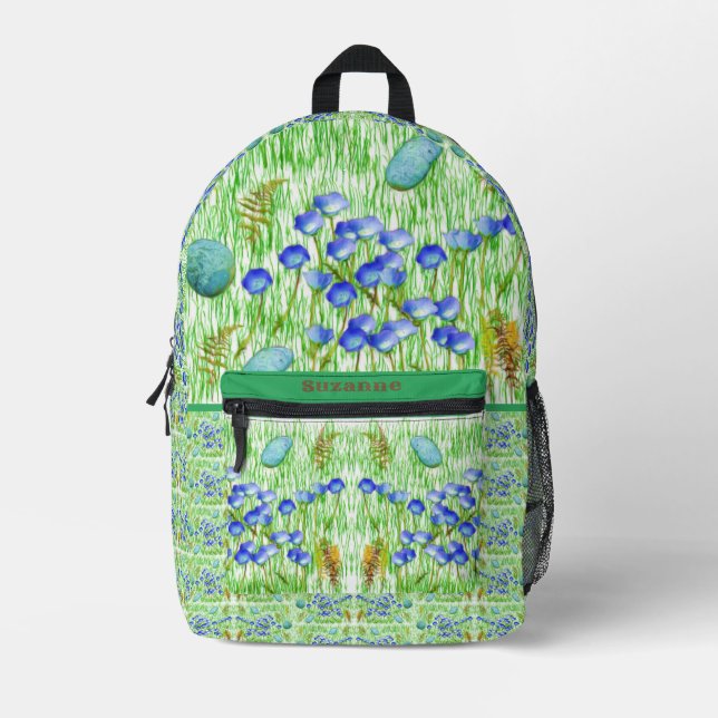 Flowers Ferns Grass Rocks Painting Personalized Printed Backpack (Front)