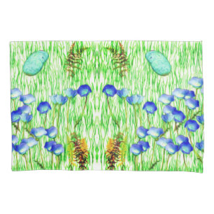 Flowers Ferns Grass Rocks Photo Painting Abstract Pillow Case