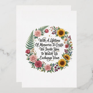 Flowers & Ferns Wedding Invitation Foil Invitation
