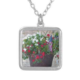 Flowers & Flags Silver Plated Necklace