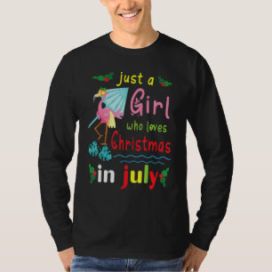 Flowers Flamingo Just A Girl Who Loves Christmas I T-Shirt