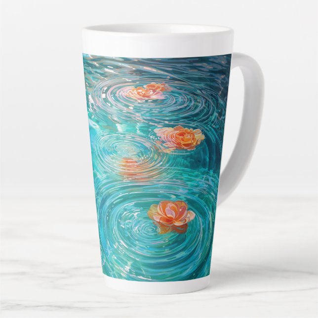 Flowers Floating on Water  Latte Mug (Right Angle)