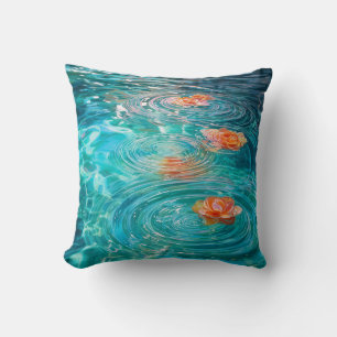 Flowers Floating on Water  Throw Pillow